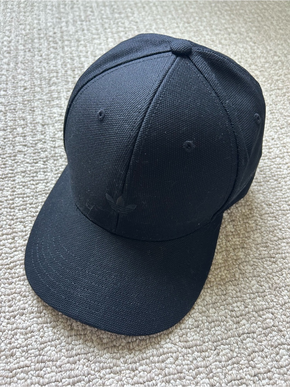 Adidas Black Textured Trefoil Cap